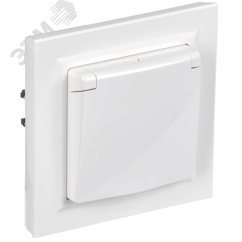 BRITE Розетка 1-местная с заземлением с защитными шторками и крышкой 16А IP44 в сборе               РСбш10-3-44-БрБ белый
