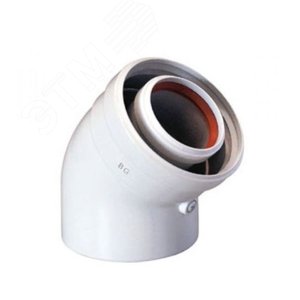 Отвод 45град. коаксиальный полипропиленовый для к онденсационных котлов d 60-100 мм