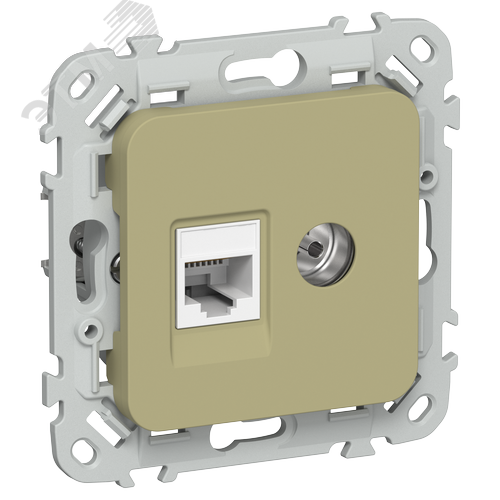 FLITE Розетка 2-местная RJ45/TV категория 5Е UTP РКТВ5е-2-0-ФлО оливковый IEK