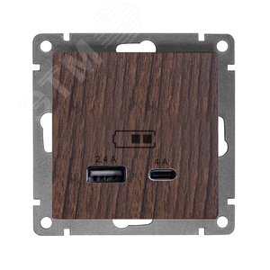 Розетка USB Афина A+С 2.4/4А, механизм  с/у, венге (еврослот)