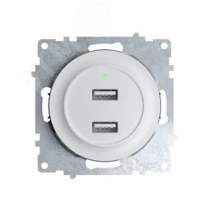 Розетка USB двойная, с подсветкой, цвет белый