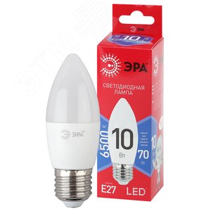 Лампа светодиодная LED 10 Вт 800Лм 6500К свеча холодный E27 220-240В LED B35-10W-865-E27 Red Line