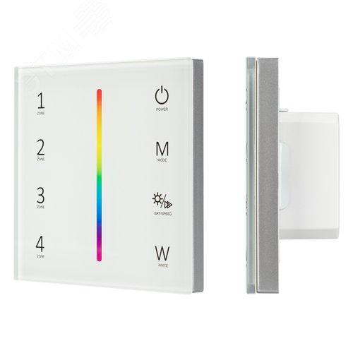 Панель Sens SMART-P45-RGBW White 230V, 4 зоны, 2.4G ARL, IP20 пластик, 5 лет