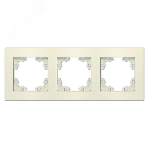 Рамка трехместная горизонтальная Афина слоновая кость (ivory) (еврослот)