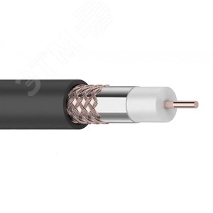 Кабель коаксиальный RG-6U+Cu, 75 Ом, Cu/Al/Cu, 64%, черный OUTDOOR 305 м