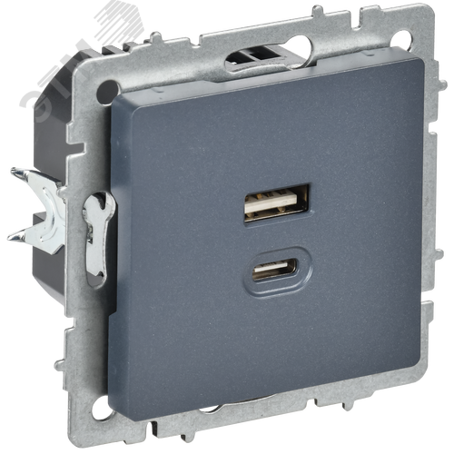 BRITE Розетка USB A+C 45Вт высокоскоростная зарядка РЮ11-2-БрМ маренго IEK