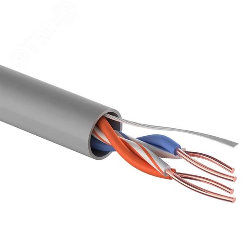 Витая пара U/UTP CCA CAT5e 2PR 24AWG PVC IN серый 305 м