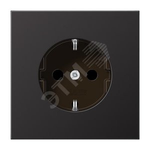 Штепсельная розетка SCHUKO одинарная, с заземлением, без шторок, 16A, 250В  (механизм + накладка, без рамки). Серия LS990  Материал- металл  алюминий дарк