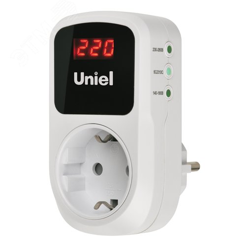 Реле напряжения однофазное 16А 3500Вт с заземлением Белый TM Uniel UBR-E35 WHITE