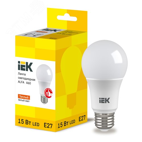 Лампа LED ALFA A60 груша 15Вт 230В 3000К E27 6шт IEK