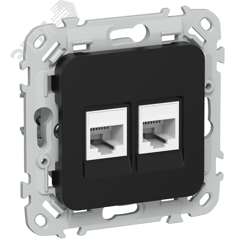 FLITE Розетка 2-местная RJ45/RJ11 категория 6/3 UTP РКТ6/3-2-0-ФлЧ черный IEK