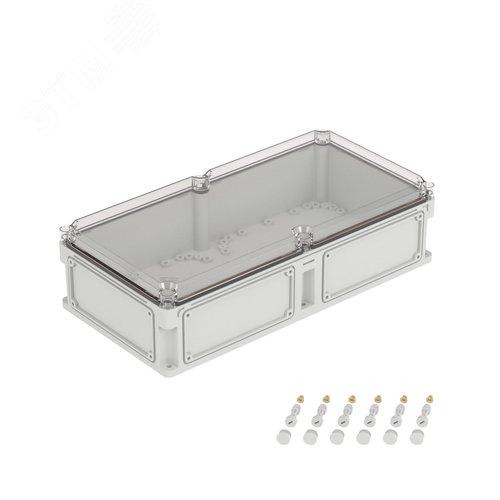 Корпус IP66/IP67, 600х300х160 мм, без МП, с фланцами, прозрачная крышка H= 35 мм
