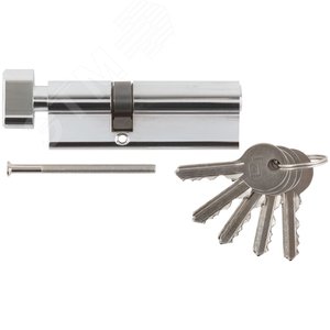 Цилиндровый механизм ''PALLADIUM'' асимметричный, 90 мм, ключ-завертка, хром