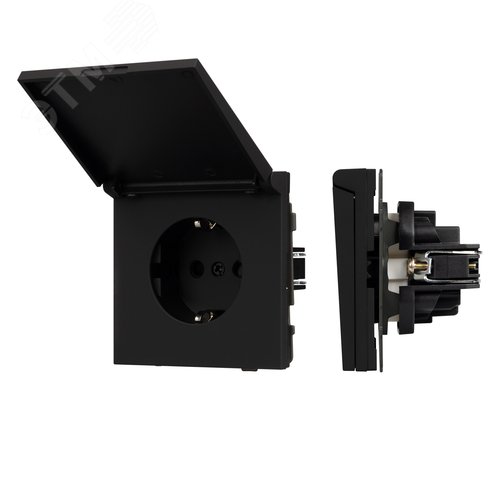 Механизм розетки влагозащищённый SCT-TENDO-MCP-SFPL-BK 230V, 16A, Чёрный, 1 пост