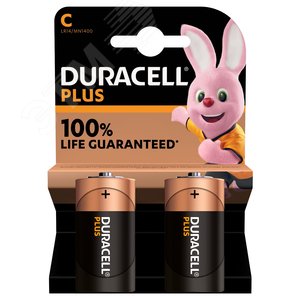 Элемент питания алкалиновый LR14-2BL PLUS 5014433 1,5v (2 шт. в блистере) Duracell