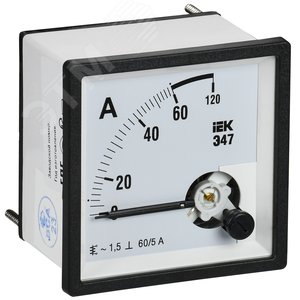 Амперметр Э47 60/5А класс точности 1,5 72х72 мм