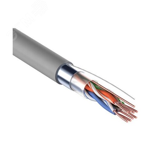 Витая пара F/UTP 4PR 24AWG CAT5е SOLID PVC IN серый 305 м