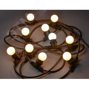 LIGHTING Гирлянда белт-лайт 5м 10 теплый белый цвет ламп IP65 черный шнур 3м 230В транзит IEK