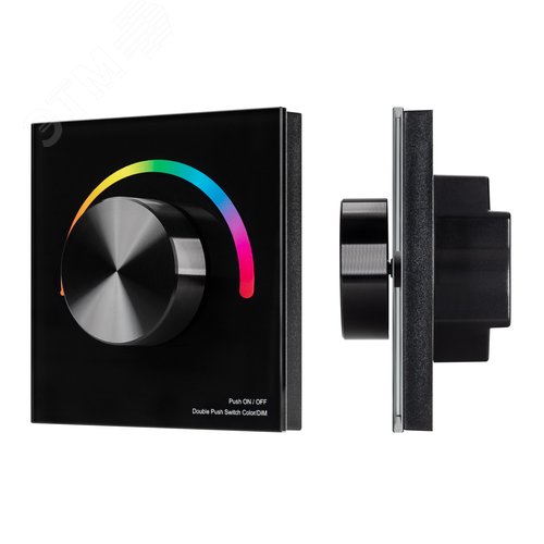 Панель SMART-P8-RGB-G-IN Black (12-24V, 3x4A, Rotary, 2.4G) (, IP20 Пластик, 5 лет)