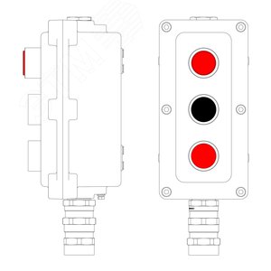 Пост управления взрывонепроницаемый из алюминия LCSD-03-B-MB-L1R(220)x1-P1B(11)x1-P1R(11)x1-PBMB-KA2MHK