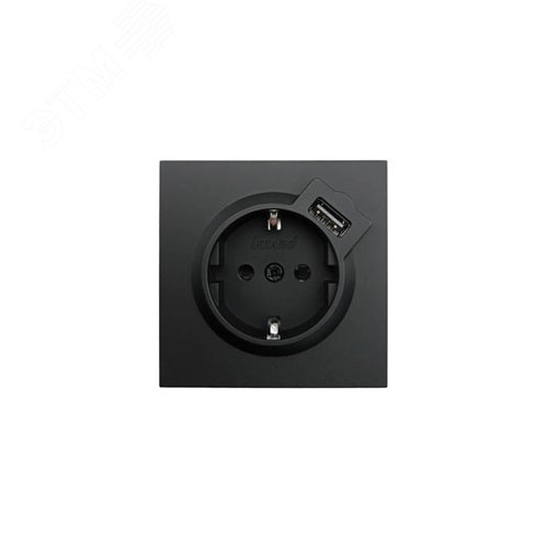 ZIMA Розетка с заземлением (16 А) + USB ,механизм, черный бархат Lezard 704-4288-181