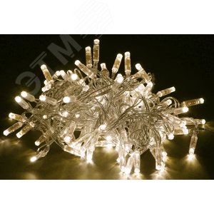 LIGHTING Гирлянда нить 10м 100 светодиодов теплый белый свет IP44 прозрачный шнур 3м 230В контроллер 8 сцен IEK