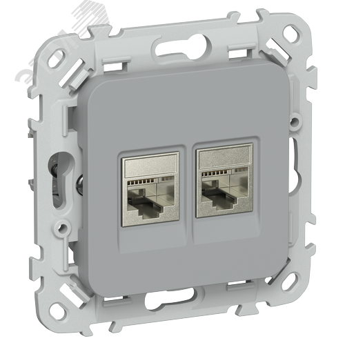 FLITE Розетка 2-местная RJ45/RJ11 категория 5Е/3 STP РКТ5е/3-2-1-ФлС серый IEK