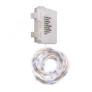 Гирлянда светодиодная Роса DC-G03-120W, 120 белый microLED, 12.1 м., 8 режимов, 3xAA ФAZA