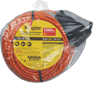Удлинитель силовой NPE-C-30-X-2x0.75 шнур б/з 30м ПВС 2х0,75 1300 Вт IP44