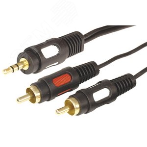 Аудио кабель 3.5 мм - 2 RCA, 1.5 м, GOLD