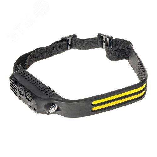 Фонарь налобный, аккумуляторный, LED COB, гибкая панель, боковой фонарь, регулируемый ремень, датчик движения, 5 режимов работы, 7Вт+3Вт, 1200 мАч, 600Лм, IP44