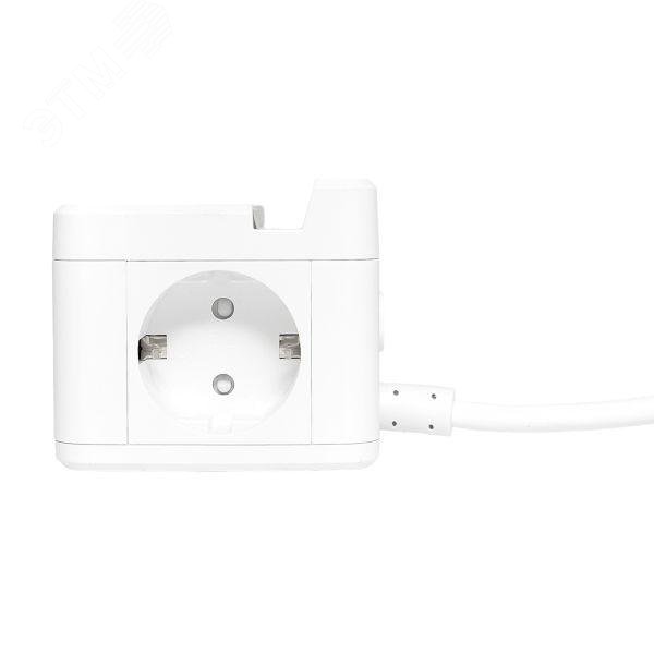УдлинительКуб 2 гнезда 1USB + 2Type C с быт рой   зарядкой, подставкой под телефон и ночником 1,    3 метра 1мм2"