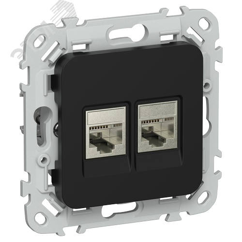 FLITE Розетка 2-местная компьютерная RJ45 категория 6 STP РК6-2-1-ФлЧ черный IEK