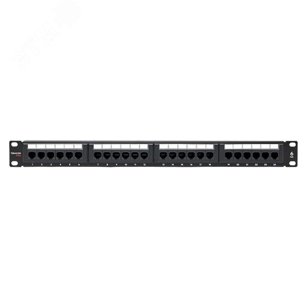Патч-панель TERACOM PRO 19'' Cat.6 1U неэкранированная UTP 24 порта RJ-45 Dual IDC