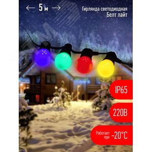 Гирлянда Белт Лайт набор 5 м, ERABL-MK5 15 LED ламп (шаг 30 см), мультиколор, 220 В, каучук