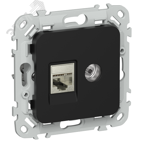 FLITE Розетка 2-местная RJ45/TV категория 5Е STP РКТВ5е-2-1-ФлЧ черный IEK