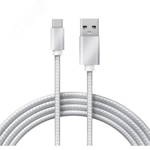 Кабель USB-Type-C, 2,4A, nylon, silver, 1mУстройство зарядное, 18-1884,