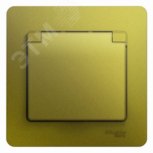 GLOSSA розетка с заземлением со шторками с крышкой в сборе IP20 фисташковый