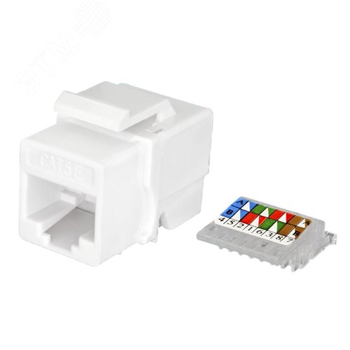 Модуль розеточный Keystone Jack 8P8C (RJ-45) UTP Cat5e заделка без инструмента белый (DIY упак.)