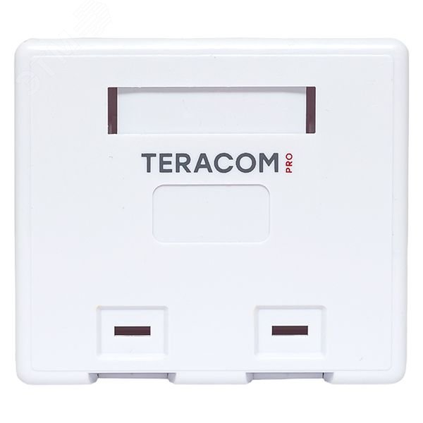 Корпус настенной розетки TERACOM PRO на 2 модуля Keystone со шторками и маркерами белый