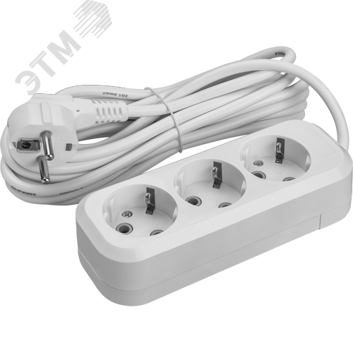 Удлинитель бытовой OPE-S-03-500-E-3x1 с заземлением 3 розетки 5м ПВС 3х1 3500 Вт