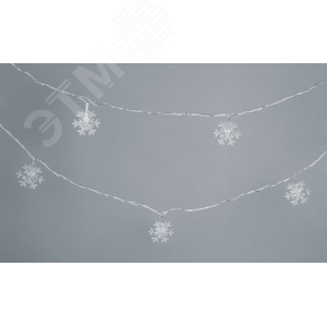 Гирлянда светодиодная новогодняя NGF-D042-01 нить-снежинки CW 1.3 м IP20