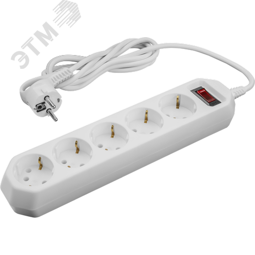 Сетевой фильтр OSP-05-180-ESC-3x0.75-WH 5 розеток 1,8м ПВС 3х0,75 2200Вт с заземлением с выключателем белый