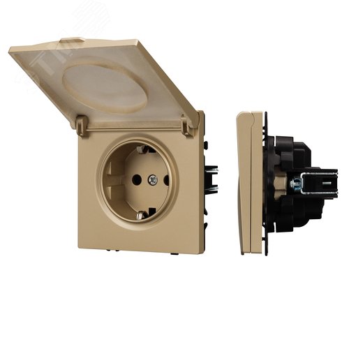 Механизм розетки влагозащищённый SCT-NOBE-MCP-SFPL-GD 230V, 16A, Золото светлое, 1 пост