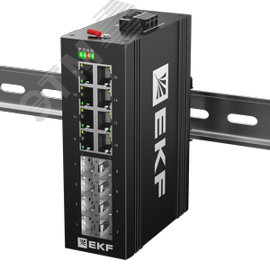 Коммутатор промышленный неуправляемый U-8GX/SFP-8GT, 8 портов 1000Base-X SFP, 8 портов 10/100/1000Base-T(X) RJ45, монтаж на динрейку TSX EKF