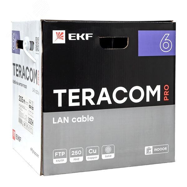 Витая пара TERACOM PRO 6 F/UTP 4 пары solid 23AWG LSZH нг(А)-HF серый 305м