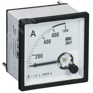 Амперметр 600/5А 96х96 AC через трансформатор Э47