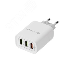 Сетевое зарядное устройство для iPhone iPad 3хUSB 5V 3А + 1А + 1А белое,
