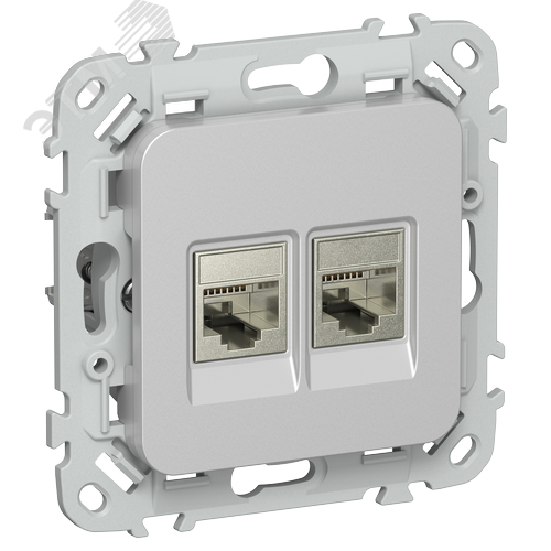 FLITE Розетка 2-местная компьютерная RJ45 категория 5Е STP РК5е-2-1-ФлА алюминий IEK