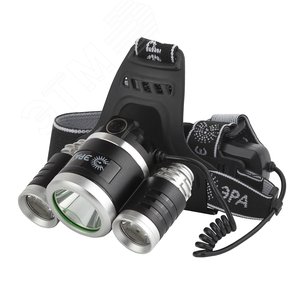 Фонарь налобный светодиодный 8Вт 640/320Лм IP40 SMD 3 режима аккумуляторный алюминиевый GA-809 трехламповый High Power Headlamp